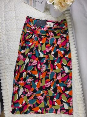 Multicolor Printed Midi Skirt - Bright Abstract Pattern